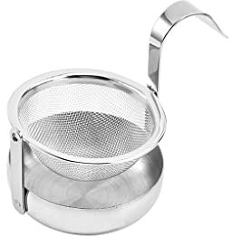 susiodeu Rotating Tea Strainer Gold Silver Fine Mesh Filter Coffee Spice Herb Teaware Infuser Kitchen Gadgets Filtering Tool, Silver