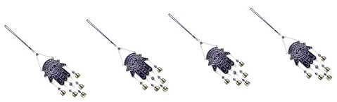 Yardwe Lot De 4 Carillons Éoliens Décoratifs en Métal À Suspendre Motif Palmier Mauvais Œil Décoration Murale