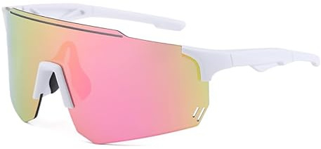 Long Keeper Gafas Ciclismo Mujer Hombre Deportivas Ligeras Gafas de Sol Gafas Bicicleta MTB Protección UV400 para Pesca Running Senderismo (Blanco Rosa)