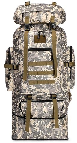Astis 80L+20L Randonnée Sac à Dos, étanche grand sac à dos, Grand Capacité Respirant Multifonction pour Alpinisme Escalade Trekking Sport Voyage Camping (A)