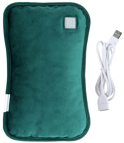 Alipis Bouillotte Électrique USB Rechargeable sans Eau Chauffe-Mains Portable Respirant Niveaux de Température Chauffe-Ventre et Dos Housse Thermique et Confortable Vert