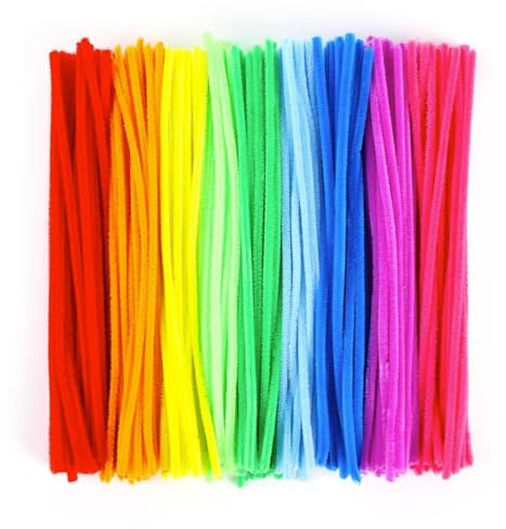 Coloured Pipe Cleaners for Crafts, 100 Pack 30cm Soft Chenille Stems, Flexible Craft Pipe Cleaners for Flowers, Kids DIY Crafts, Decorations & Classroom Projects (Bright Coloured)