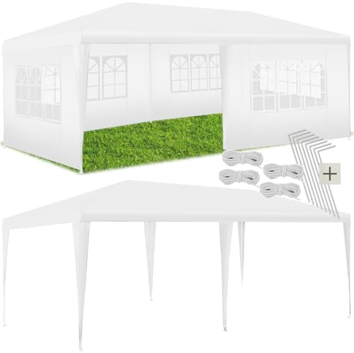 tectake® Tonnelle de Jardin Exterieur Tente de Reception 6x3m Protection UV 30+, Barnum Chapiteau Gazebo Pavillon de Jardin, résistant à l'eau avec Parois Amovibles, Cadre Robuste en Acier époxy