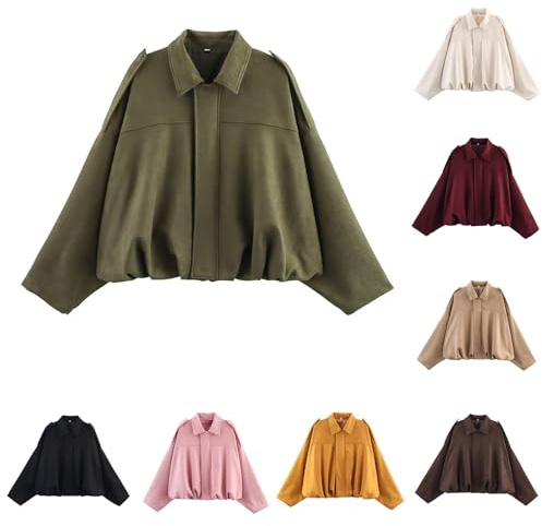 Mockajacka dam kort bomberjacka övergångsjacka elegant brun | Vinterjacka dam Y2K bikerjacka med dragkedja pilotjacka höst motorcykeljacka streetwear Blouson konstmocka läderjacka