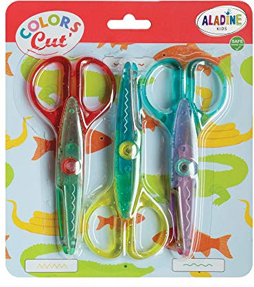 Aladine 3042038, Schere für Kinder, Konturenscheren-Set, 3-teilig, Bastelschere