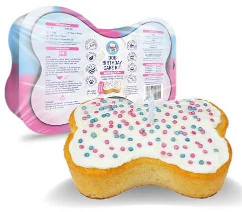 Puppy Cake Dog Birthday Cake Kit – Complete Cake and Icing Mix, Candle, and Silicone Pan - Birthday Cake Flavor w/Sprinkles – Bake or Microwave, Perfect for Celebrating Your Dog’s Day – Made in USA