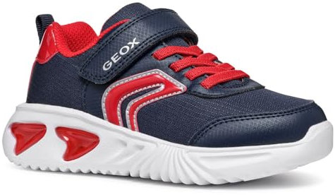 Geox J Assister Boy C Sneaker, Navy/RED, 28 EU
