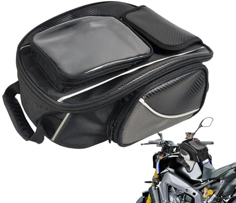 Qumiuu Bolsa para tubo de motocicleta, mochila de depósito de moto, organizador de tanque de motocicleta con fijación magnética, accesorios para moto, bolsa de equitación con pantalla táctil