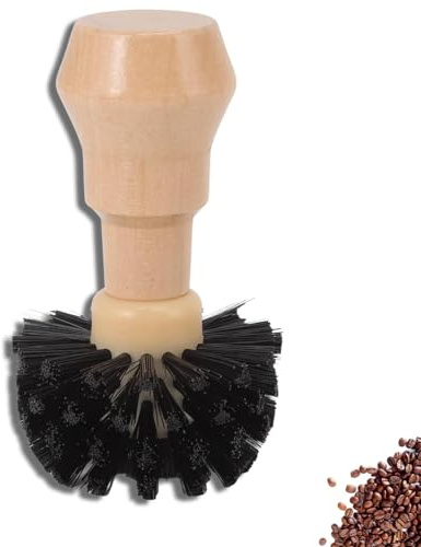 Spazzola per la pulizia del portafiltro, detergente per spazzole per macinacaffè Strumento per la pulizia Pulitore per cestello portafiltro con manico in legno per il bar di casa (58MM)