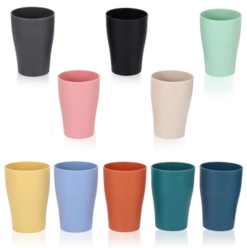 BTBHIHO 10pcs Colorful Plastic Cups Unbreakable Drinking Cups Reusable Drinking Cups Unbreakable Kids Drinking Cups Suitable for Camping Picnic BBQ Party Drinkware, Dishwasher and Microwave
