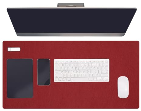 PATIKIL 31.5 x 15.7 Large Felt Desk Pad Protector, Upgrade Non-Slip Desk Mat Full Table Mouse Pad Keyboard Mats for Laptop Computer Writing Desk Table Gaming Home, Wine Red