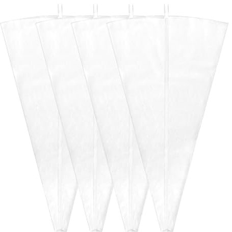 Bremorou 4 Stck Wiederverwendbare Silikon Spritzbeutel, Spritzbeutel Mit Tllen, Spritztllen Set, Fr Standard Spitzen, Durchscheinend, 30.5 18 Cm, Wei