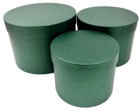 INERRA Flower Hat Boxes Florist Box Vase - Set of 3 (Hunter Green)