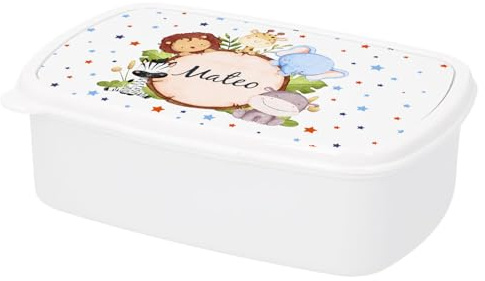 Kembilove Fiambrera Personalizada Infantil Selva – Plástico libre de BPA + tapa hermética – Segura y Práctica para Meriendas y Desayunos – Fiambrera Niños Guardería Colegio Excursiones