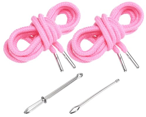 PATIKIL Drawstring Cords 130cm / 51 Inch, Deep Pink, 2pcs | Replacement Draw Strings, with 2pcs Easy Threaders, for Shorts Pants, Jackets, Coats, Sweatpants, Hoodie