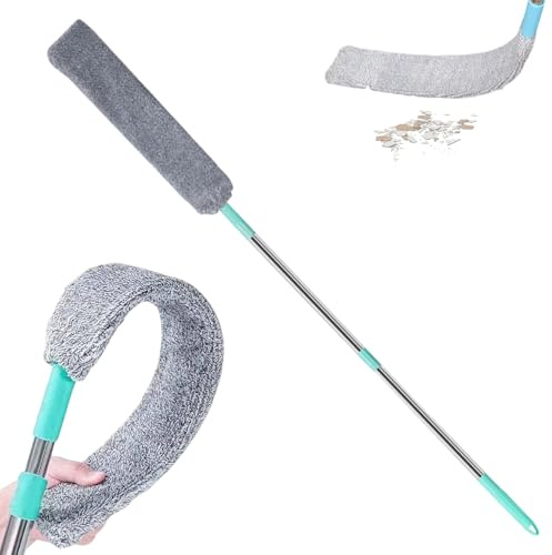 Cepillo De Polvo, Cepillo Telescópico De Mango Largo, Polvo Plano con Poste Extensión, con Paños Polvos Microfibra Lavable, para Sofá, Piso, Debajo Cama