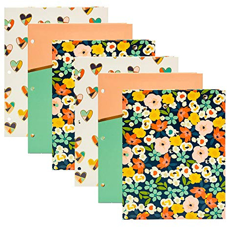 Pukka Pad, Carpe Diem Floral Love Folders – 6 Pack of Pocket Portfolios with 3 Hole-Punches for Standard Ring Biners – Measures 11.75 x 9.5inches – Compatible with A4 and Letter Sized Paper Documents