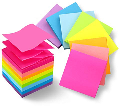 Phthdoty 8 Pads Pop Up Sticky Notes 3x3 Refills Bright Colors Self-Stick Notes Pads Super Adhesive Sticky Notes Great Value Pack