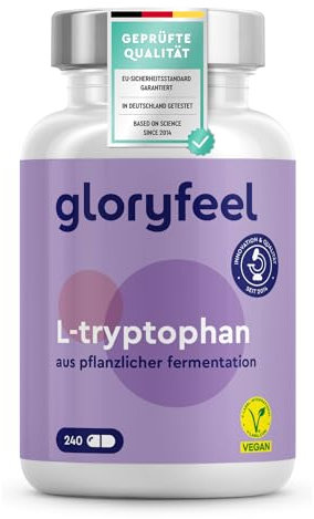 L Triptofano 500mg Puro de Alta Dosis - 240 Cápsulas (Para 8 meses) - Estrés, Insomnio - Triptófano de Fermentación Natural - Probado en laboratorio, Fabricado en Alemania, sin aditivos