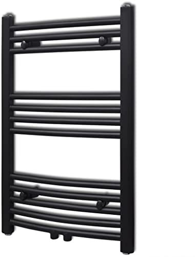 SKM Termoarredo Elettrico Bagno Radiatore Scaldasalviette Centrale Nero Curvo 500x764 mm (6,3) kg