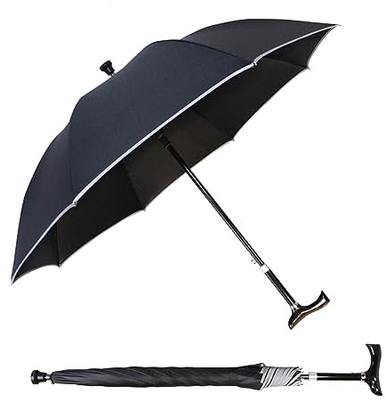 AVIITI Bastone Da Passeggio Regolabile Ombrello, Antiscivolo, Resistente All'usura, Leggero Ausilio Per La Deambulazione, Grande Regalo Per Il Compleanno, Natale,Nero,83~92cm(32~36inch)