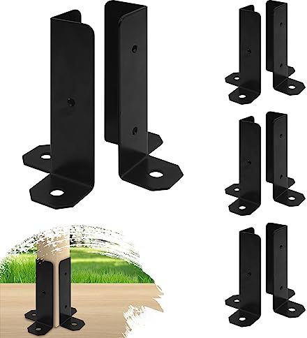 Cskunxia 8Pcs Adjustable Post Base Bracket Fit 1.5x1.5, 2x2, 2x4, 4x4 Post Deck Post Anchor Base Brackets Adjustable Wood Fence Pergola Brackets for Railing Mailbox Deck