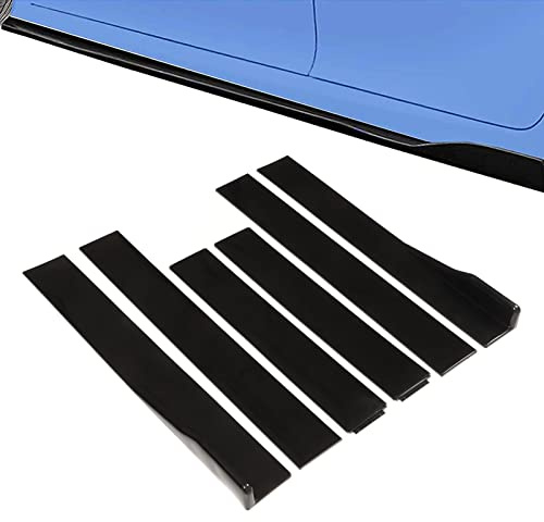 EIMSOAH Universal Car Side Skirts ABS Glossy Black 2.2m Length Bottom Line Extensions for All Vehicles