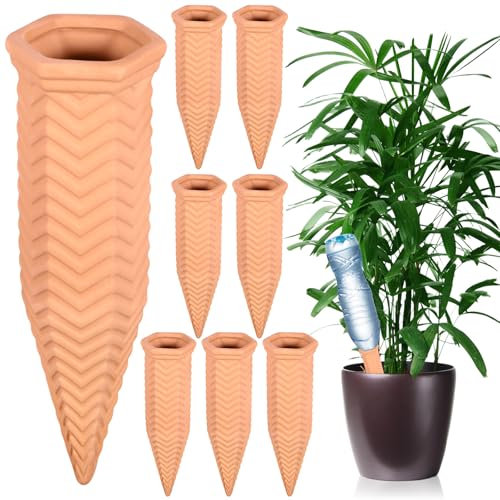 JEDWKFA Lot de 8 Cône en Argile d’arrosage, Systèmes D'irrigation Automatique, Irrigation Goutte à Goutte Kit, Arrosage Automatique Interieur, pour Jardin, Plante D'intérieur, Fleurs
