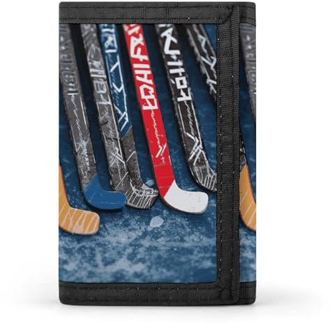 Ouyniei Cartera con palos de hockey sobre hielo, ultrafina, minimalista, triple pliegue, tarjetero para hombres y mujeres