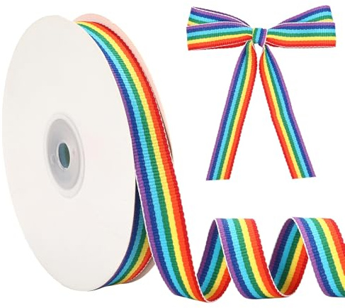 Ruban Arc-en-Ciel Ruban Tissu 23 Meters 15mm Ruban Colorés Arc-En-Ciel à Rayures Rubans pour Emballage Cadeau DIY Artisanat Fête Anniversaire Mariage Ballons Bouquets Décoration De Fierté