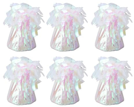 ASHATA Set di 6 pesi per palloncini, supporti di ancoraggio in lamina di alluminio resistenti per matrimoni, design compatto per la decorazione della festa di compleanno, ciascuno pesa 140 G