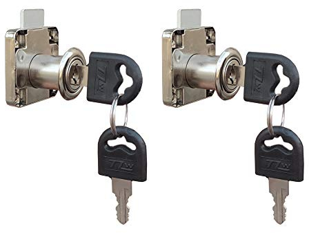 VictorsHome Cam Drawer Lock - 5/8 Inch (16mm) Bore 7/8 Inch (21mm) Cylinder Length Chrome for Office Desk Cabinet Door, Keyed Alike, 2 Pcs