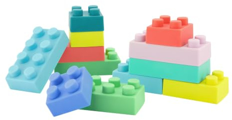 Infantino Super Soft Building Blocks, BPA-Free Sensory Toy, 12-Piece Set