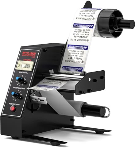 Automatic Label Dispenser, Automatic Label Separator, Automatic Label Stripper 110V Speed Adjustable Electric Label Machine Auto Counting 0-999999 for Label Width 4-140mm
