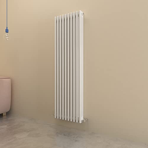 White Traditional Radiator Cast Iron Style Vertical Radiator Triple Columns Heating Centre Radiator for Bathroom,Living Room and Kitchen1500x470mm