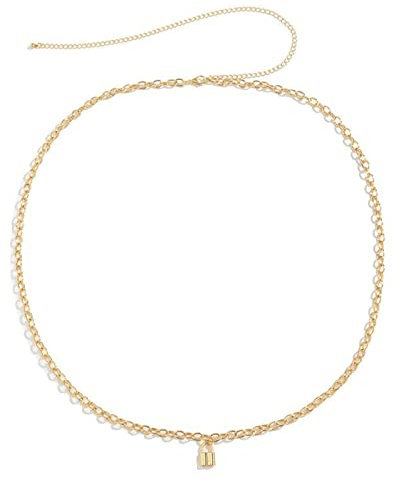 Daesar midja kroppskedja för bikini, guldpläterad dam midjekedja för klänning minimalistisk med hänglås strand kroppskedjor, Gold, Guldpläterad