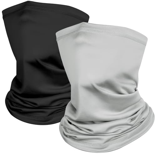 Kiiwah 2 Pièces Cache Cou Elastique pour Homme et Femme, Tour de Cou Coupe-Vent et Respirant Snood à Séchage Rapide pour Moto, Cyclisme, Ski, Randonnée, Course à Pied