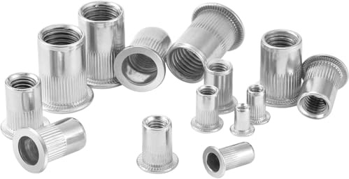 HXJDAM 20 dadi rivetti M10 in acciaio inox, dadi per rivetti ciechi, dadi a testa svasata, testa piatta, fissaggio per metallo, acciaio, fibra di vetro, plastica