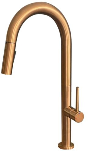 Essebagno Portofino Mezclador de lavabo con teleducha de cobre