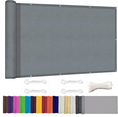 Lingle888 Balkon Sichtschutz PB2 PES blickdichte Balkonumspannung mit Ösen und Kabelbinder 8 Tage geliefert - in div.20 Größen & 14 Farben 420D(Grau,0.7x7.5m)