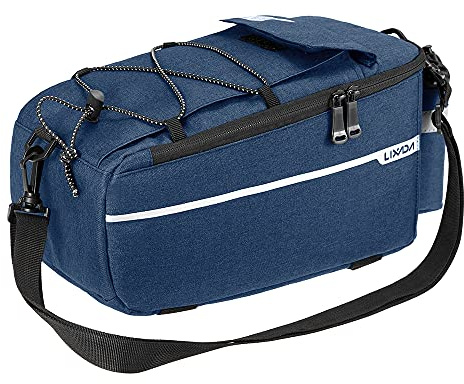 Kavolet Bike Trunk Cooler Bag Insulated Rear Rack Storage Reflective for Riding Night Cycling (Dark blue)