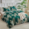 Tokokimo Emerald Green King Size Duvet Cover Sets Golden Tropical Leaves Printed Bedding Sets King Size (1x Duvet Cover, 2x Pillowcases) Microfiber Green Bedding 230x220 cm, Tropical Leaf