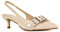 Women's Low Kitten Heel Pointed Toe Slingback Ladies Buckle Detail Nude Patent Court Shoes Size 6