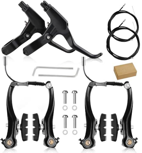 WDKXCN Fahrrad Bremsen Set, Universal V Brake Set, Aluminium Fahrradbremsen Vordere und Hintere, Innere und Außere Fahrrad Bremshebel Set mit Bremshebel Bremsbeläge für Mountainbikes und Rennräder