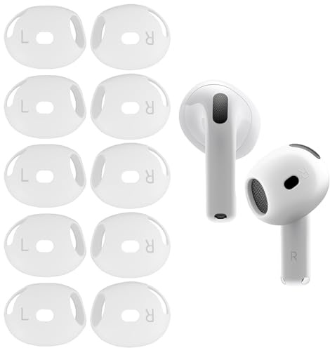 5 Paar Ultradünne Ersatz-Ohrstöpsel für AirPods 4, rutschfeste und Kratzfeste Silikon-Ohrstöpsel-Abdeckungen, Hautzubehör, Kompatibel mit Ladehülle, Verbesserte Akustik und Komfortabel- Weiß