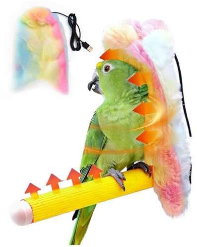USB Self-Heating Bird Blanket and Heated Perch for Cage Cozy Warmer Corner Fleece Hammock Shelter for Parrots Cockatiels Conures and Small Animals (Yellow)