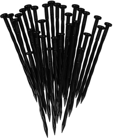 Toyvian Estacas de Plástico para Jardín 30 Unidades, Clavos de Jardinería Resistentes para Césped y Tela Paisajística, Fijación Estable para Exteriores y Camping