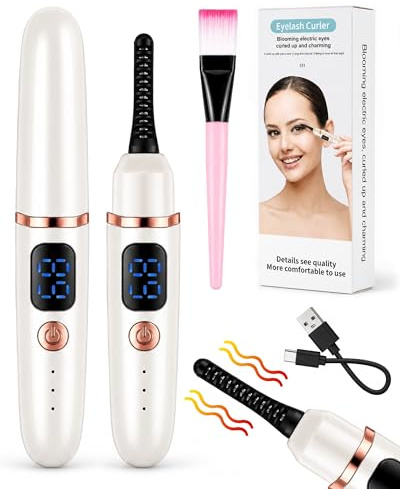 lulir Heated Eyelash Curler for Women, 10S Fast Heating, Long Lasting Curl | 10S Fast Heating with 3 Temperature Modes for Long-Lasting Curl, Gentle on Lashes, USB-C Rechargeable and Travel Friendly