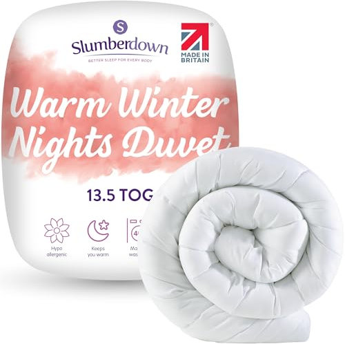 Slumberdown Warm Winter Nights Double Duvet - 13.5 Tog Thick & Heavyweight UK Made Quilt Ideal for Cold Chilly Nights - Keeps you Cosy & Toasty, Soft Touch Cover, Hypoallergenic Bedding (200 x 200cm)