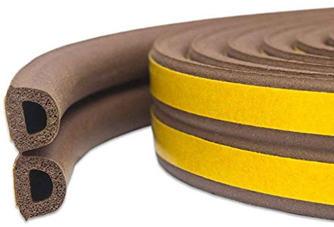 Dichtungsband für Türen, Türdichtung D-Profil Gummidichtung Fensterspalten gegen kalte Zugluft, Lärm (D-Profil Braun 9mm (B) x 6mm (D), 24 Meter)